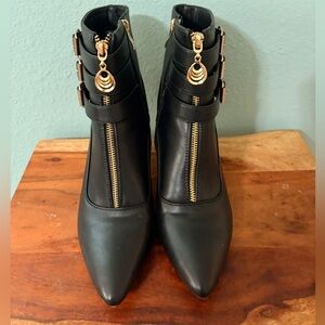 Black and gold Ankle Boots